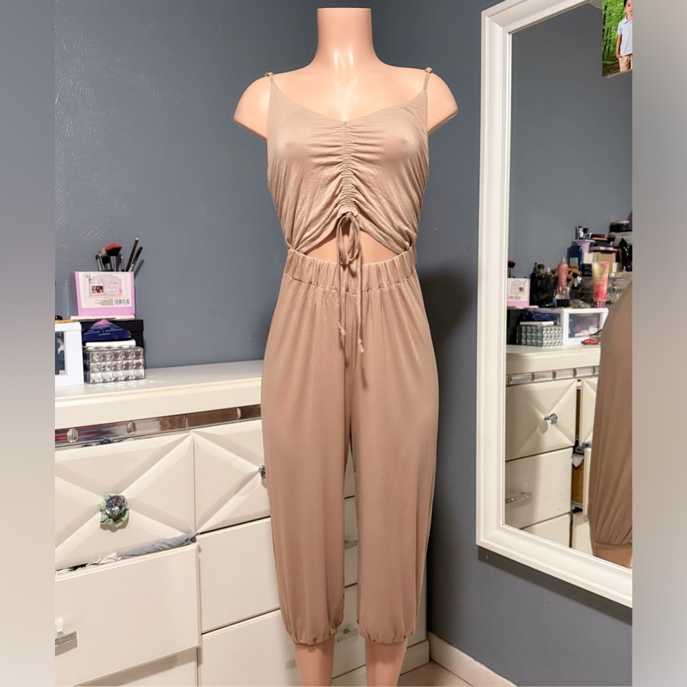 Tan Sleeveless Jumpsuit
